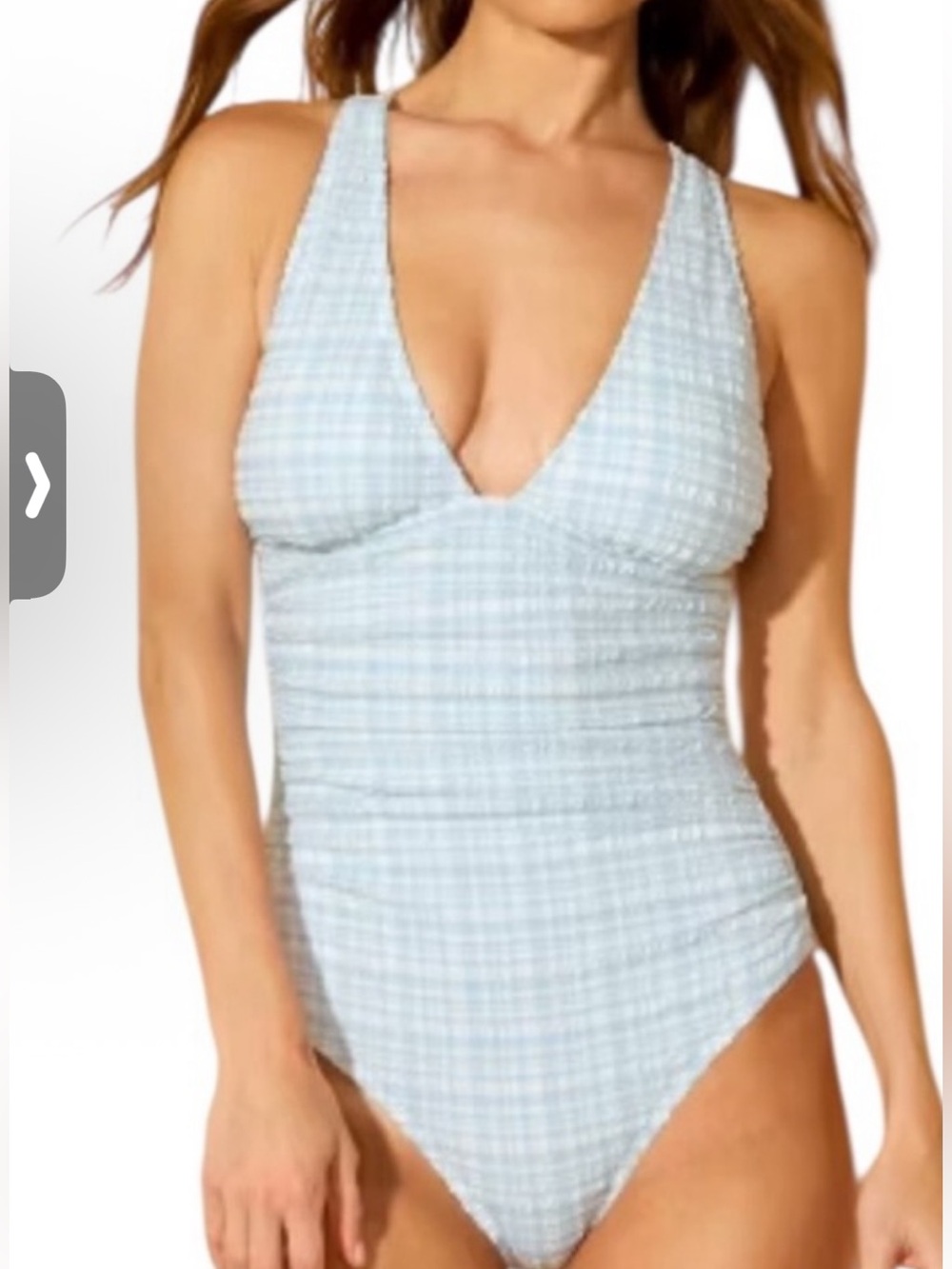 Shade and shore NWT S Light Blue plaid Seersucker One-Piece Swimsuit